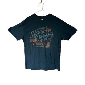 Harley Davidson Motorcycles Navy Blue Short Sleeve Soft Shirt XL